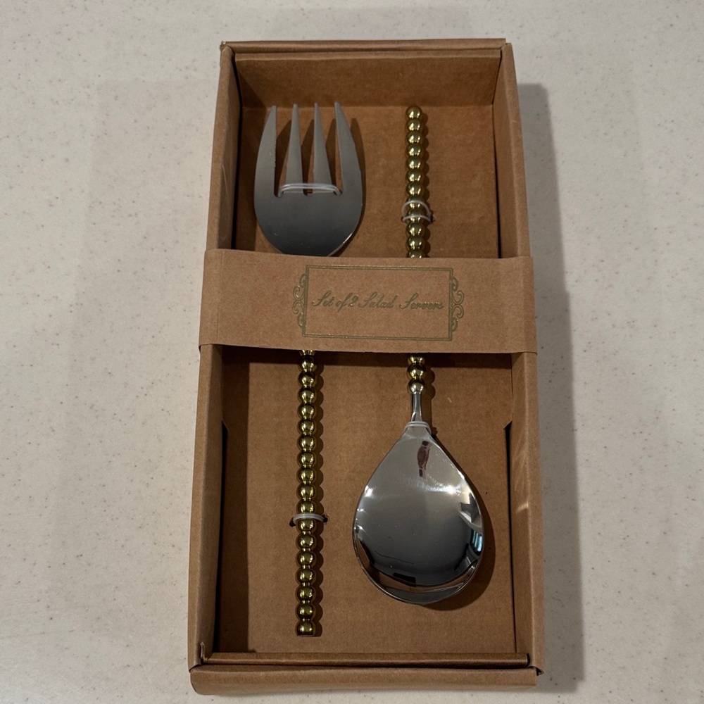 Gold and Silver Salad Server Set